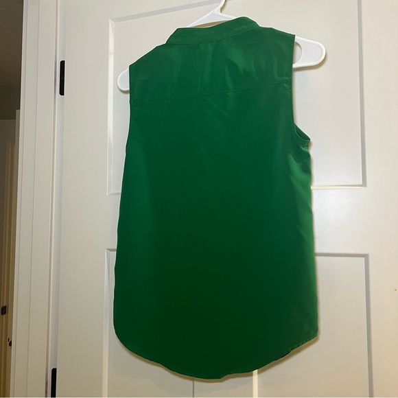 H&M Women's Green Button Down Ruffle Placket Sleeveless Blouse Size 4 - Picture 4 of 8